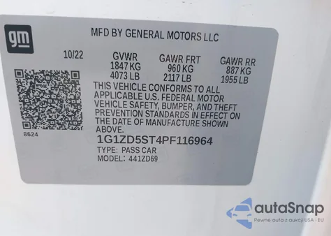 2023 Chevrolet Malibu Fwd 1Lt from USA, damaged, VIN 1G1ZD5ST4PF116964